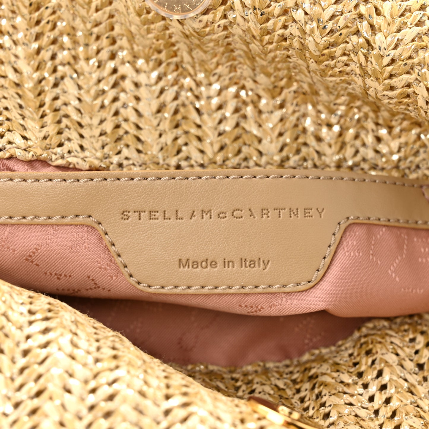 Metallic Raffia Mini Falabella Tote Gold