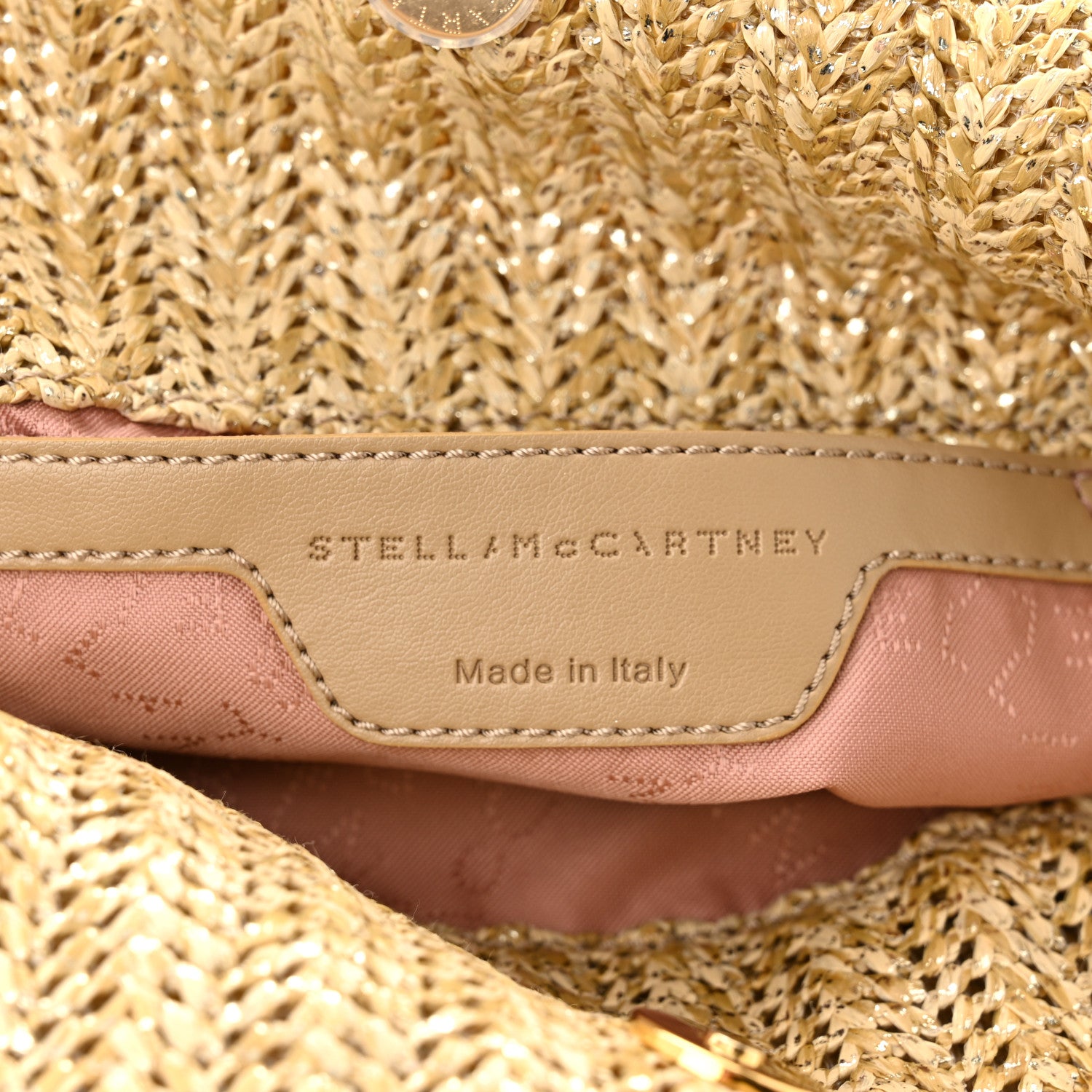 Stella McCartney Metallic Raffia Mini Falabella Tote Gold 6 of 11