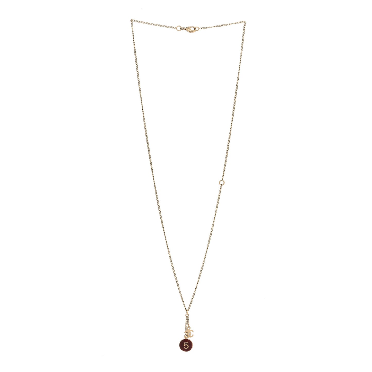Chain No 5 CC Necklace Red Gold