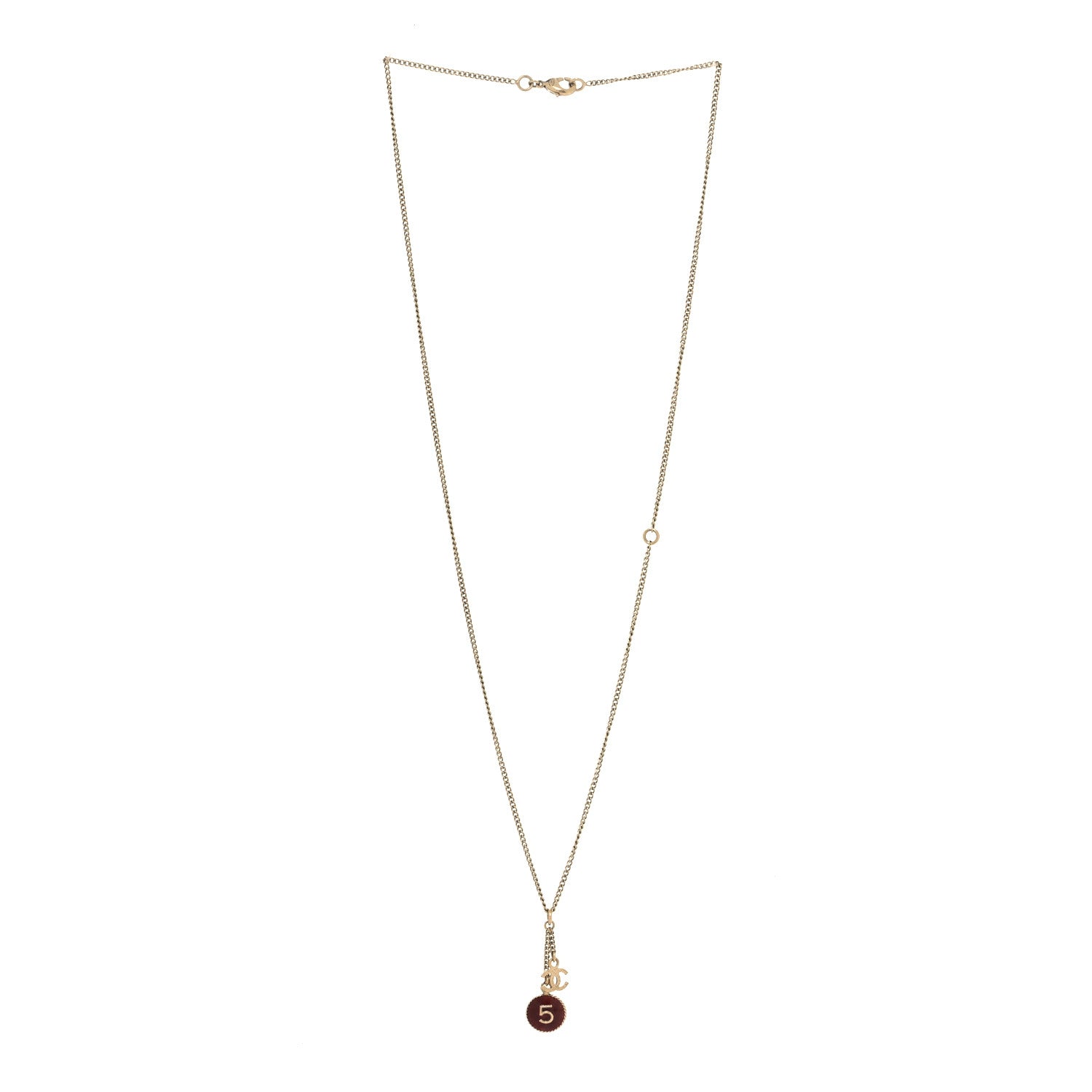 Chanel Chain No 5 CC Necklace Red Gold 3 of 4