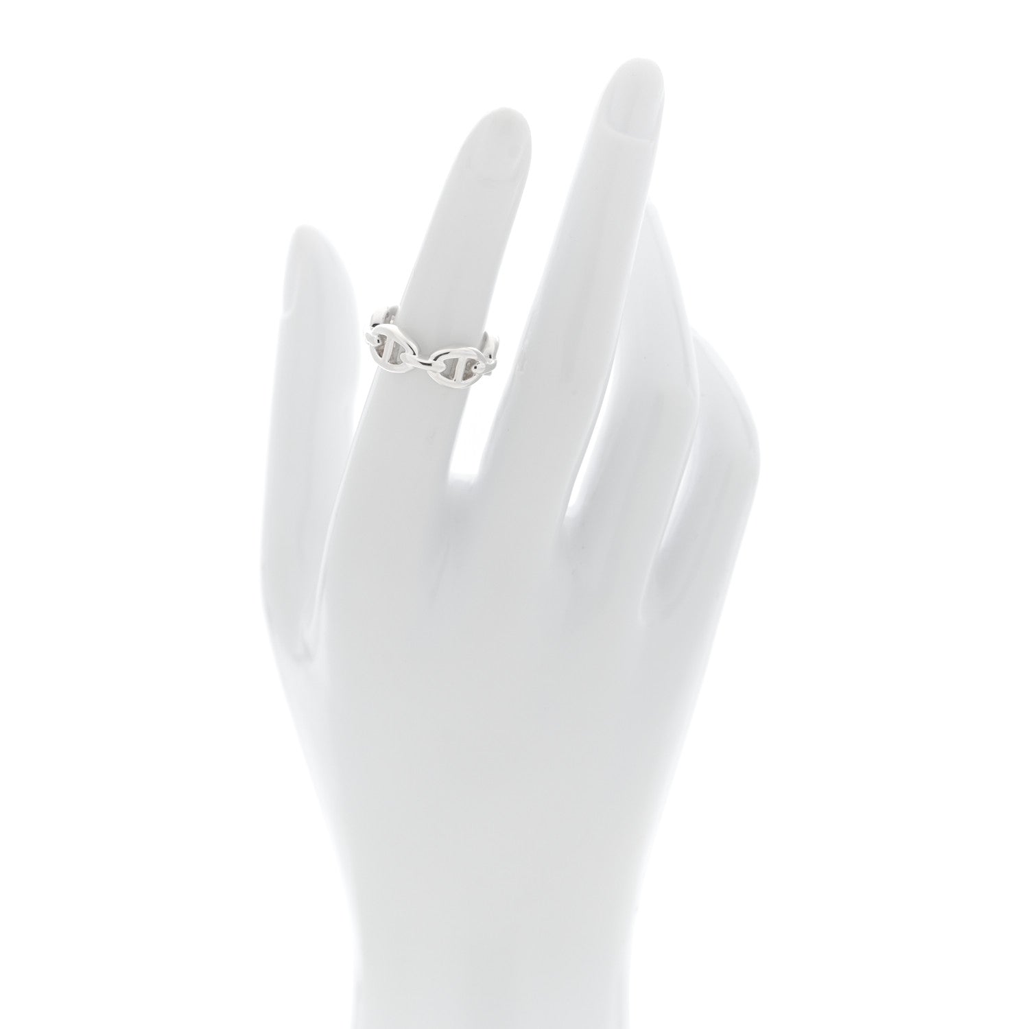 Hermes Sterling Silver PM Chaine d'Ancre Enchainee Band Ring 50 5.5 2 of 6