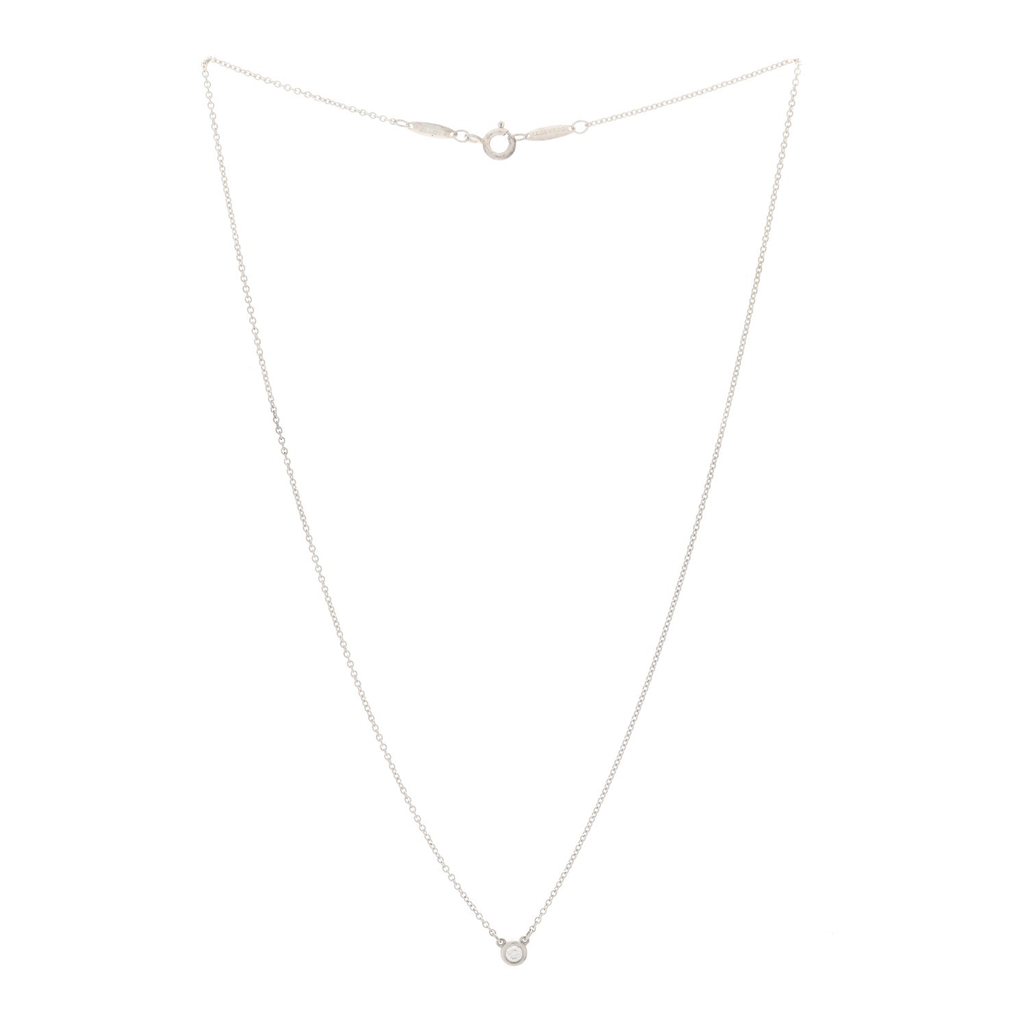 Tiffany Sterling Silver Diamond .07ct Elsa Peretti Diamonds by the Yard Pendant Necklace 3 of 7
