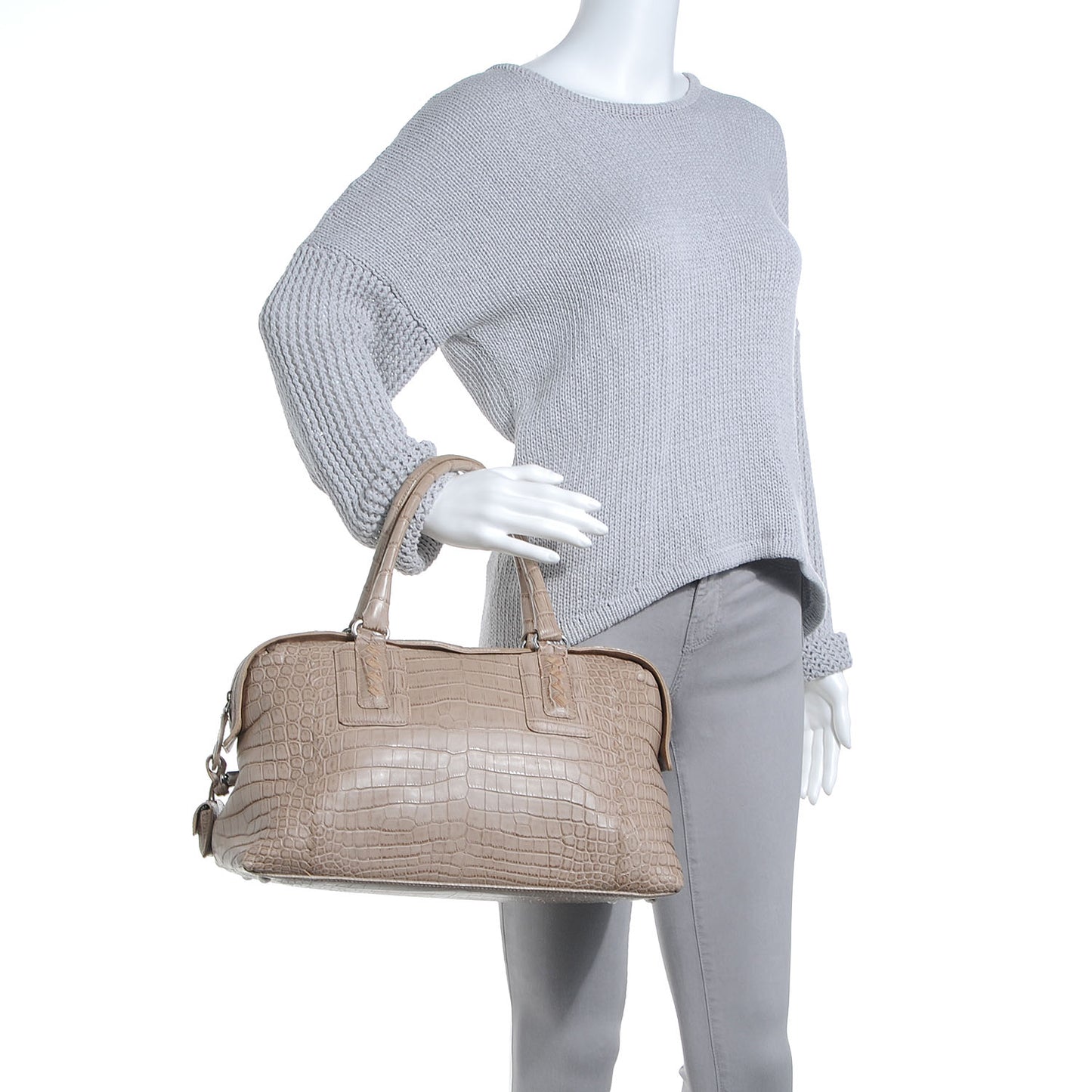 Soft Crocodile Bowler Beige