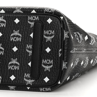 MCM Visetos Medium Anya Zip Top Shopper Tote Black 13 of 15