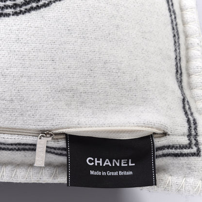 Chanel Merino Wool Cashmere CC Pillow Beige Black 2 of 3