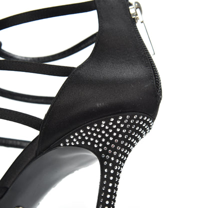 Christian Dior Satin Crystal Star Strap Sandals 38.5 Black 9 of 9