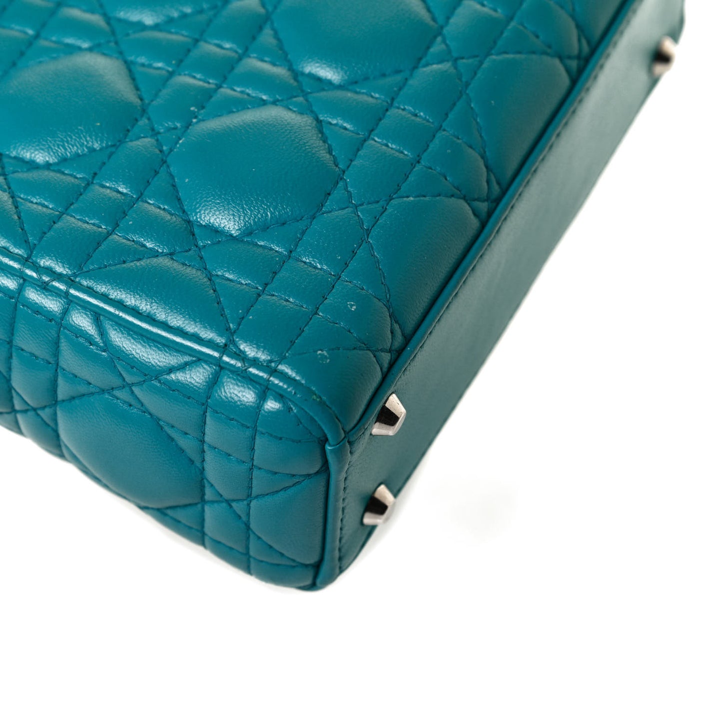 Lambskin Cannage Mini Lady Dior Turquoise
