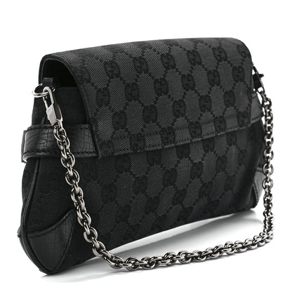 Gucci Monogram Horsebit Chain Clutch Black 3 of 11
