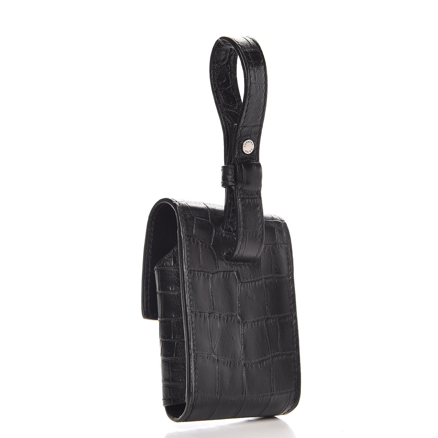 Saint Laurent Calfskin Crocodile Embossed Cigarette Case Black 3 of 6