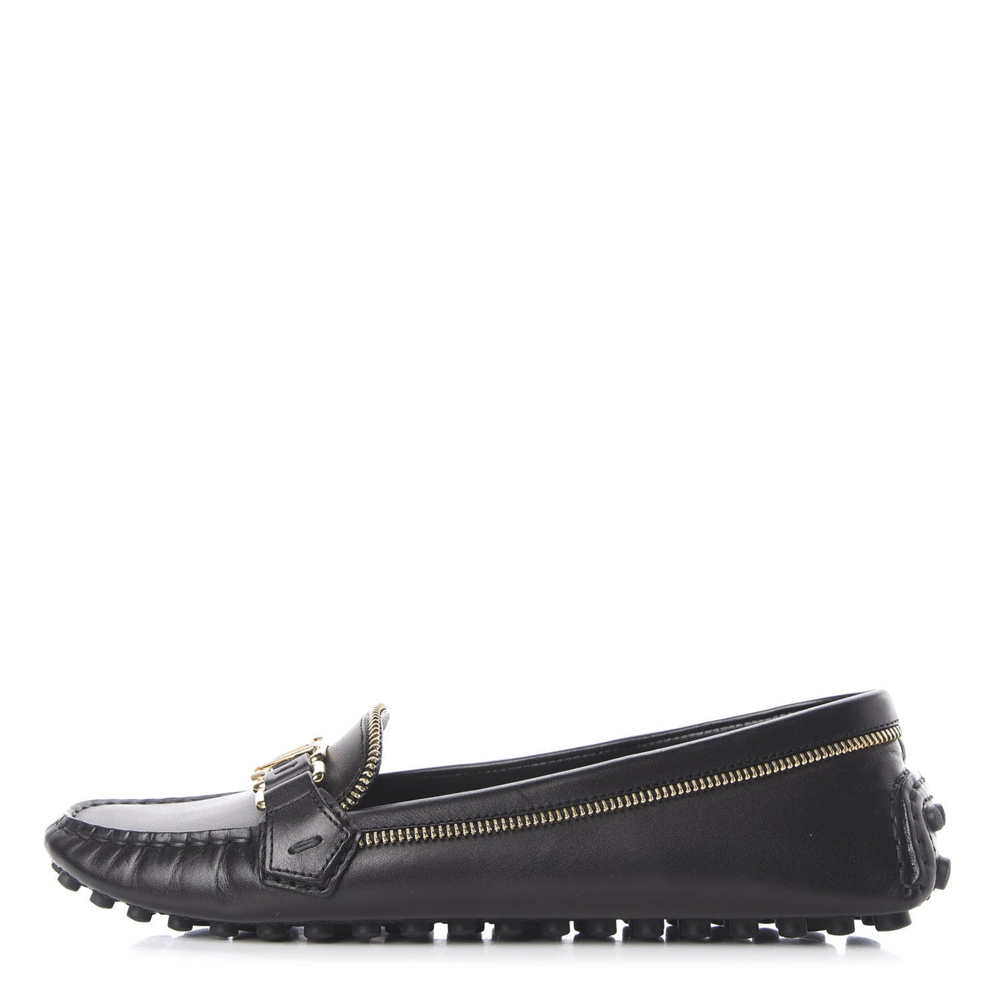 Calfskin Zipper Oxford Loafers 40 Black