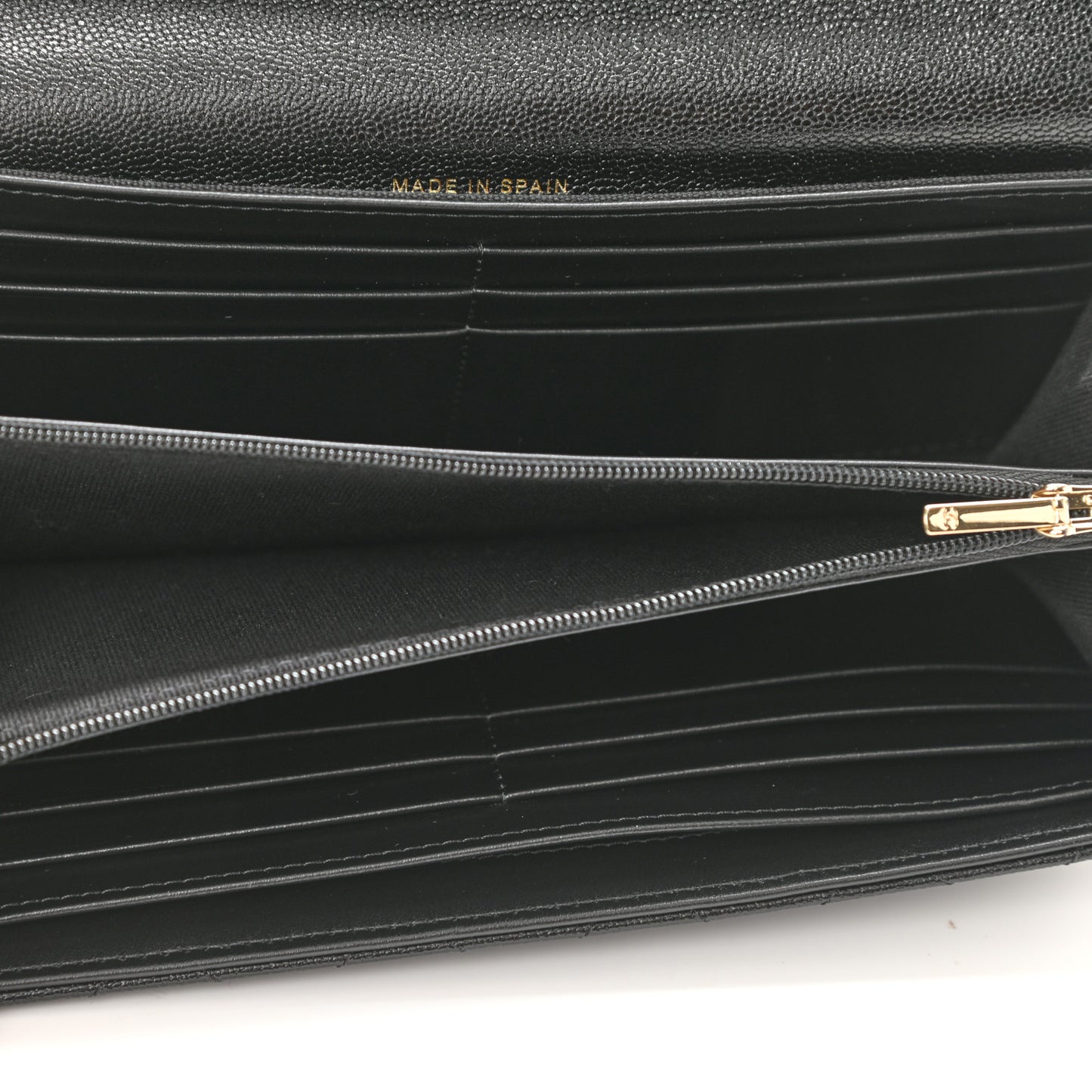 Caviar Quilted Studded CC Large Gusset Flap Wallet Black