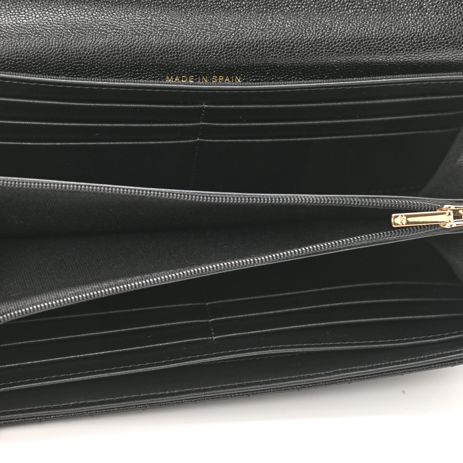 Chanel Caviar Quilted Studded CC Large Gusset Flap Wallet Black 5 of 9