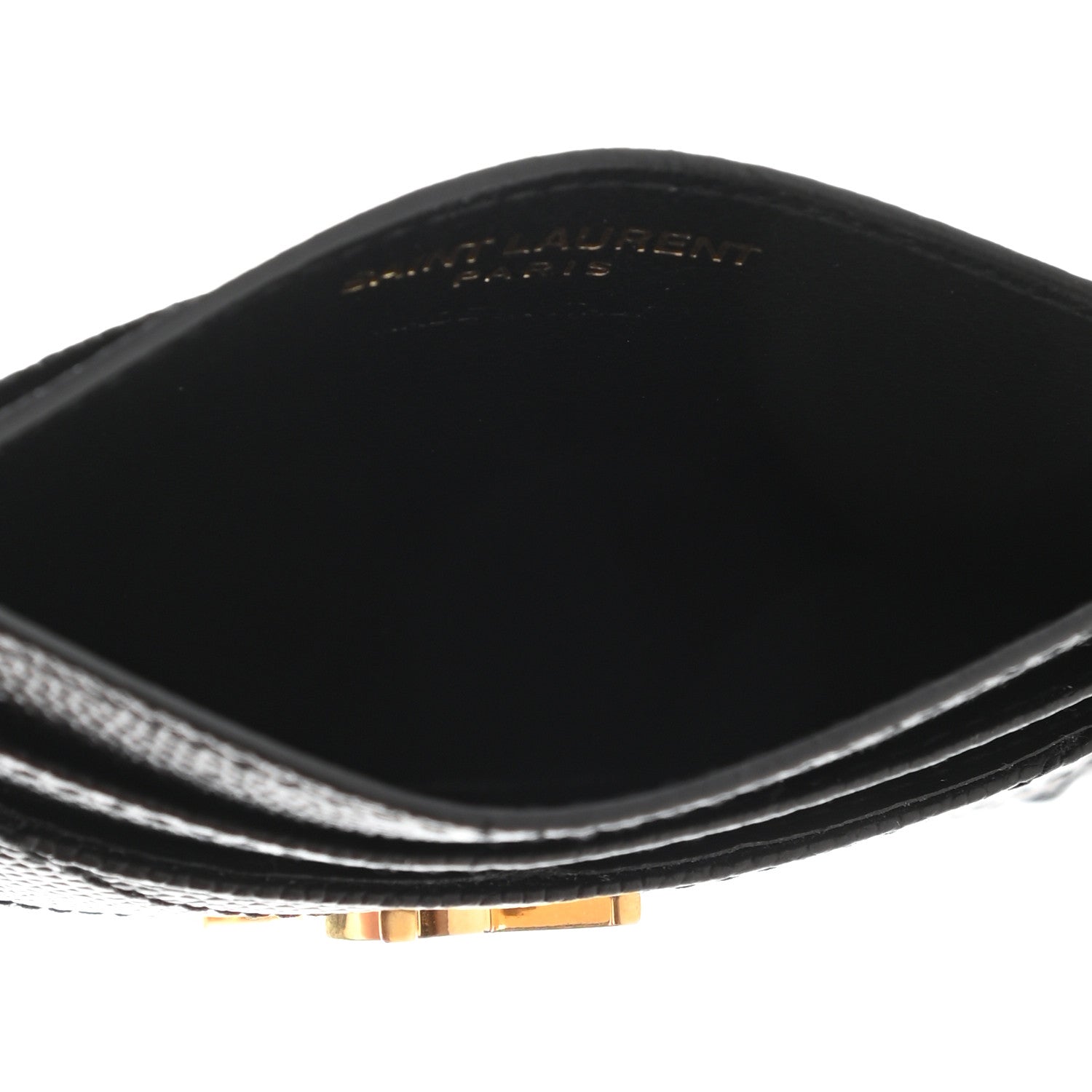 Saint Laurent Grain De Poudre Matelasse Chevron Monogram Credit Card Case Black 5 of 6