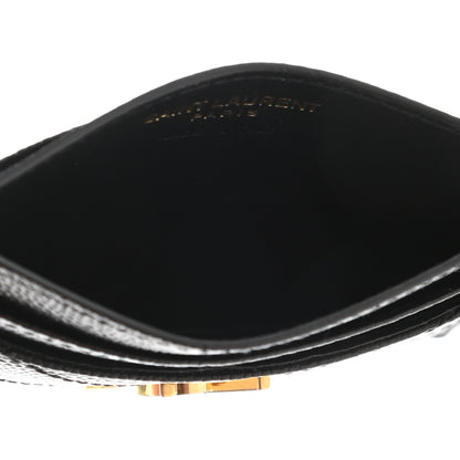 Saint Laurent Grain De Poudre Matelasse Chevron Monogram Credit Card Case Black 5 of 6