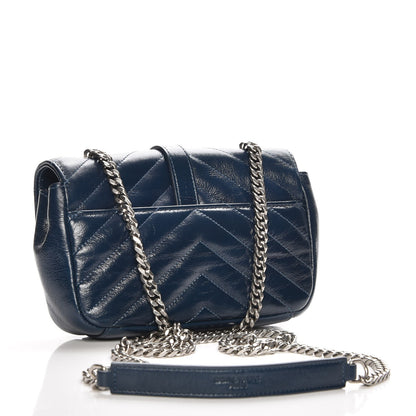 Saint Laurent Sheepskin Matelassé Monogram Classic Baby Punk Chain Bag Blue 3 of 7