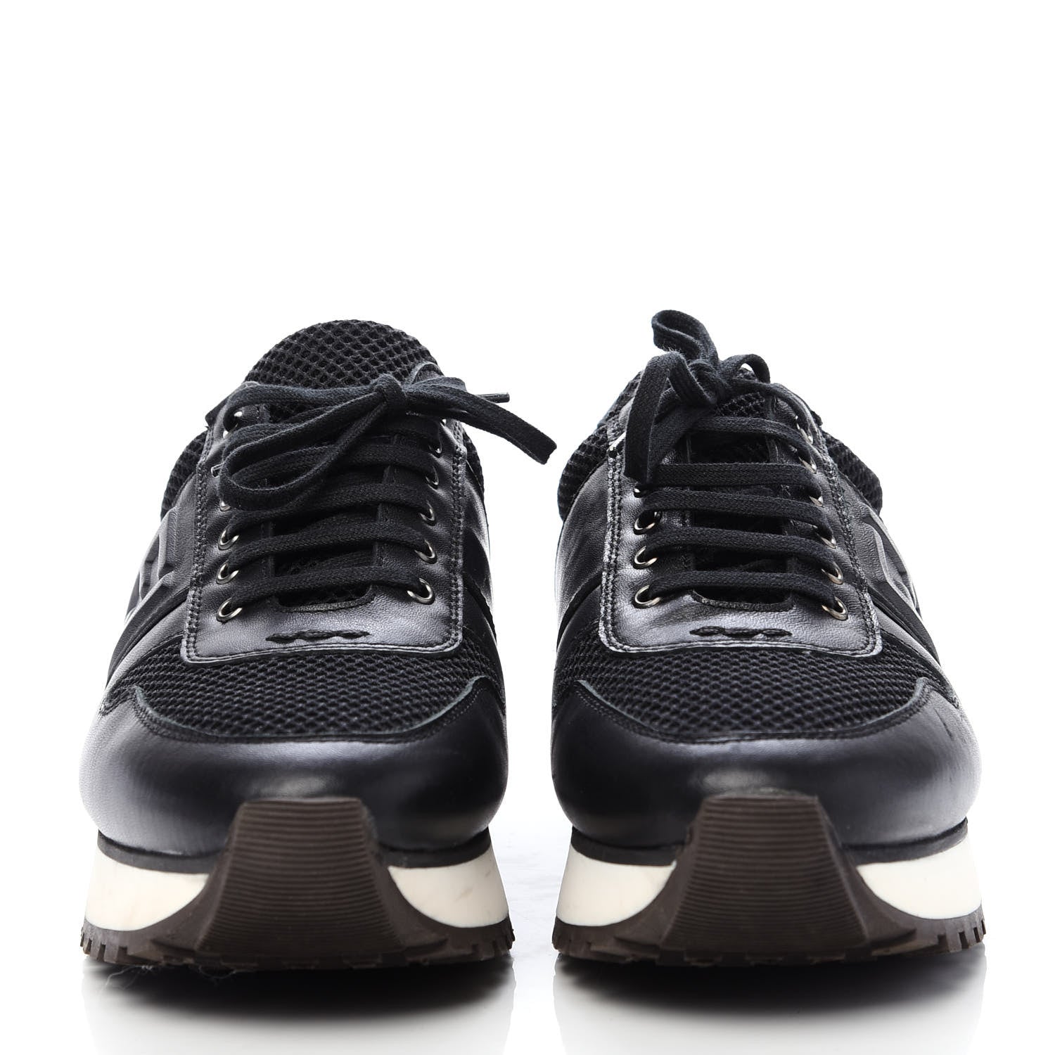 Fendi Calfskin Mesh FF Sneakers 38.5 Black 2 of 7