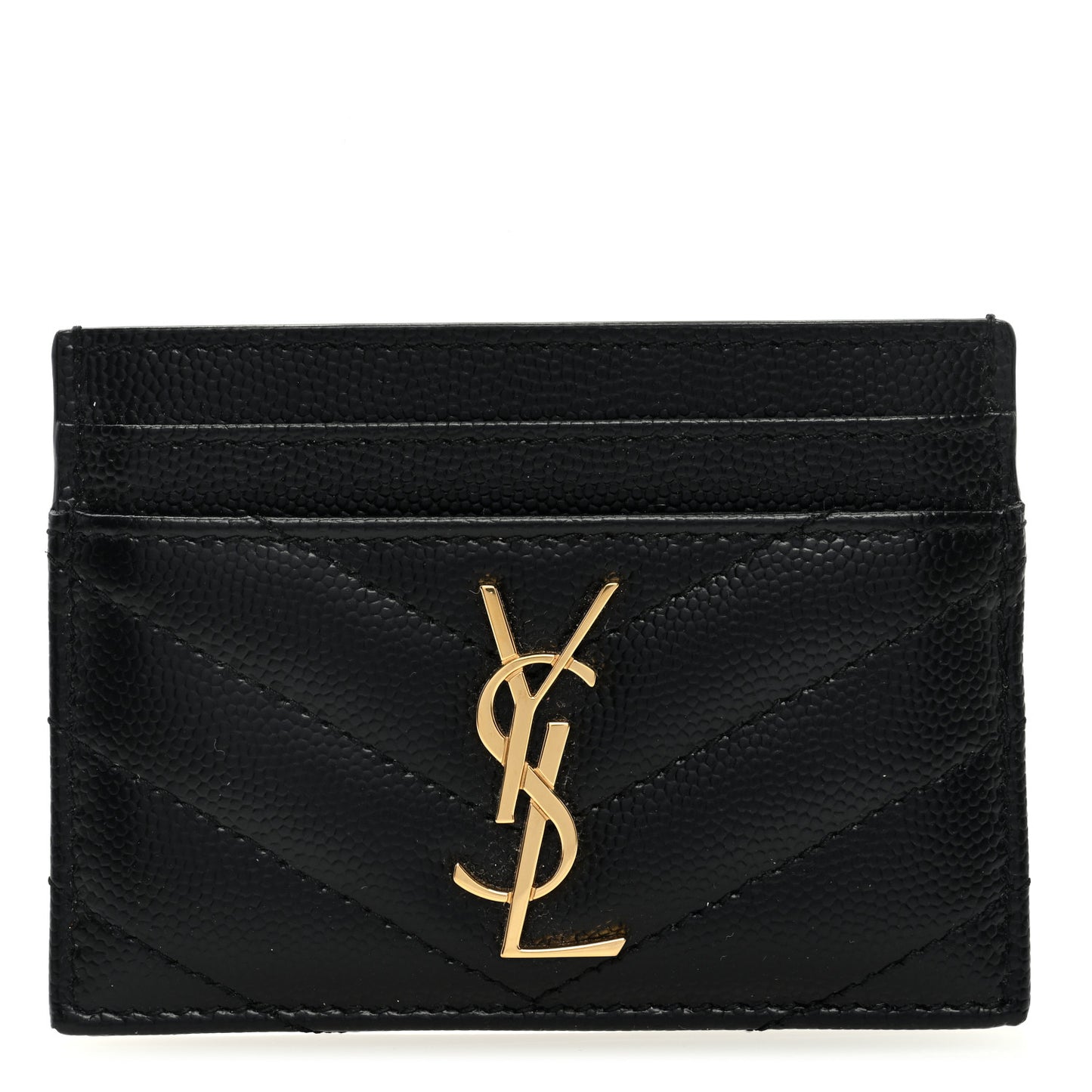 Grain De Poudre Matelasse Chevron Monogram Credit Card Case Black
