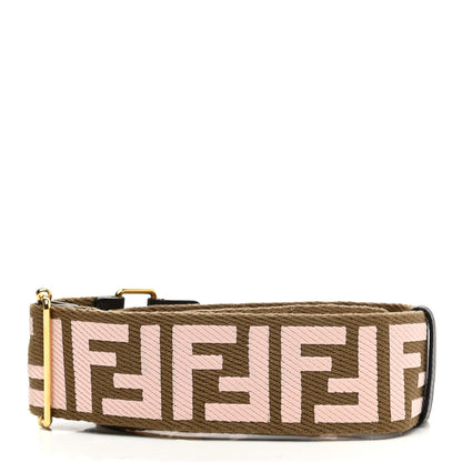 Fendi Ribbon Vitello Century FF 1974 Embroidered Adjustable Strap You Fango Rosa Confetto Chocolate 2 of 5