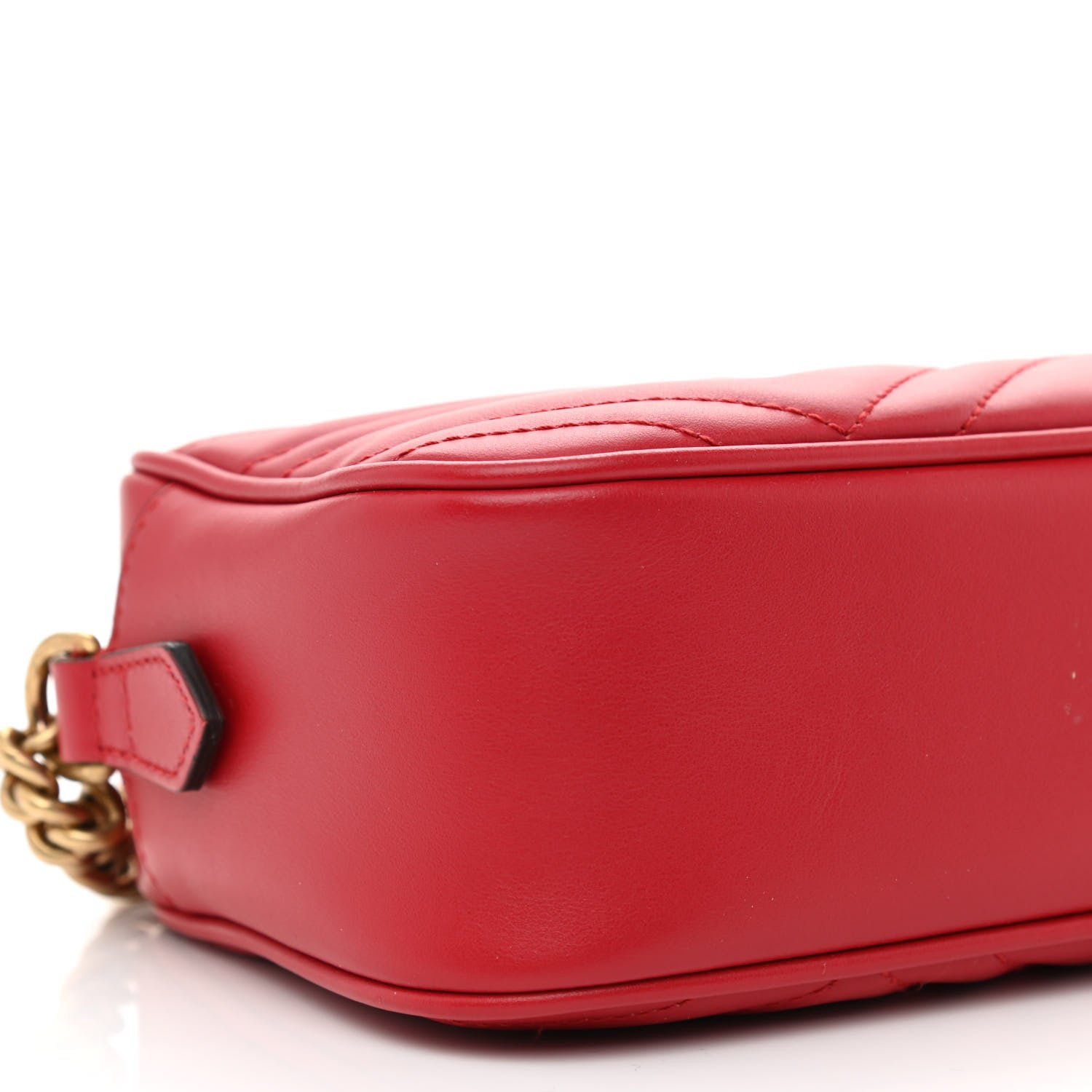 Gucci Calfskin Matelasse Small GG Marmont Chain Shoulder Bag Hibiscus Red 9 of 11