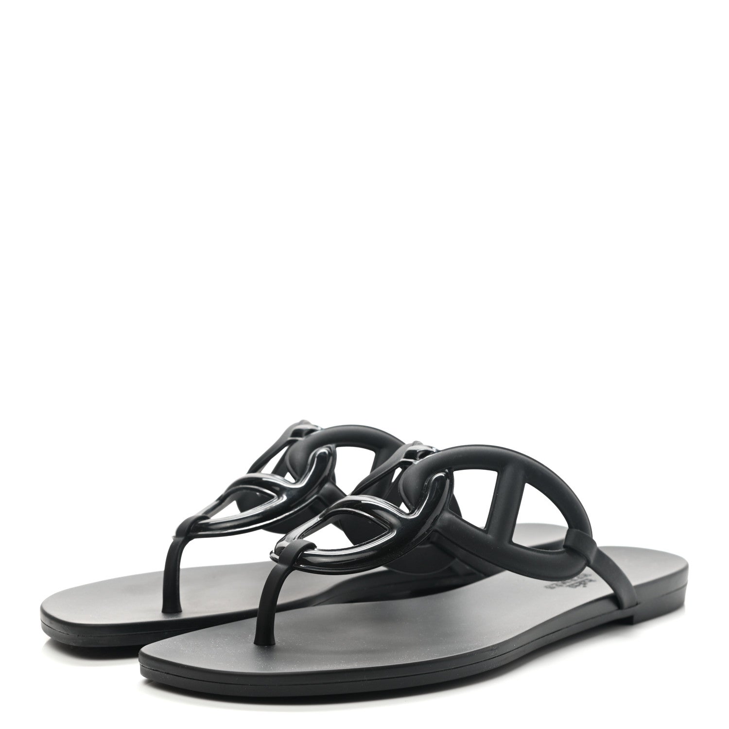Hermes Rubber Womens Egerie Sandals 40 Black 3 of 9