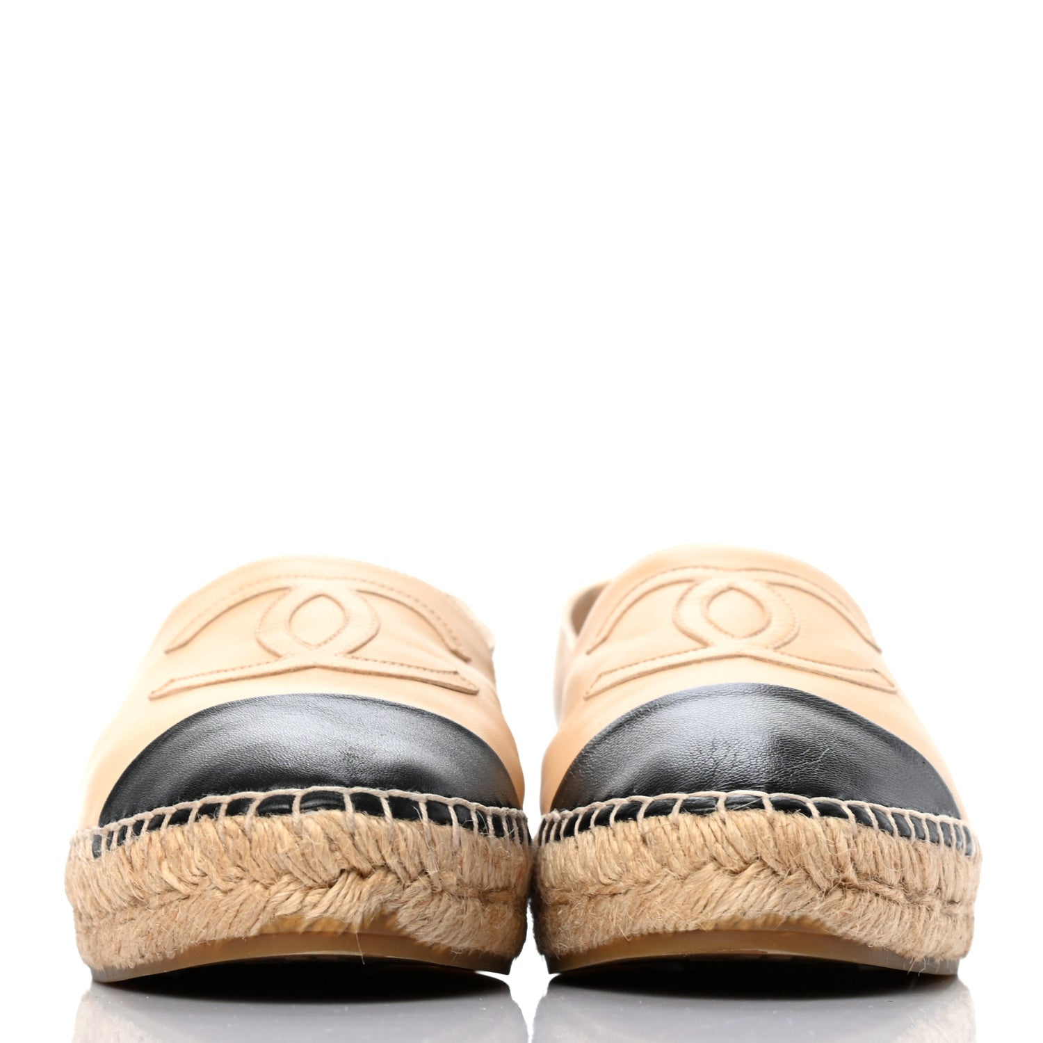 Chanel Lambskin CC Espadrilles 36 Beige Black 2 of 9