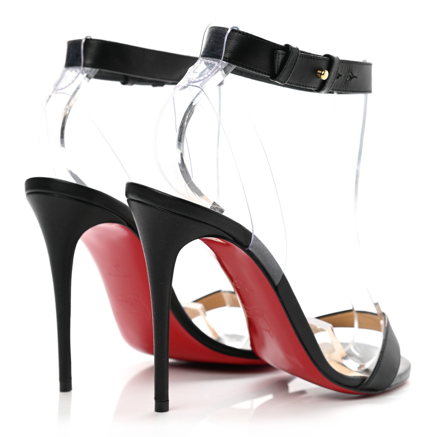 Christian Louboutin Shiny Nappa PVC Jonatina 100 Sandals 37 Black 4 of 8