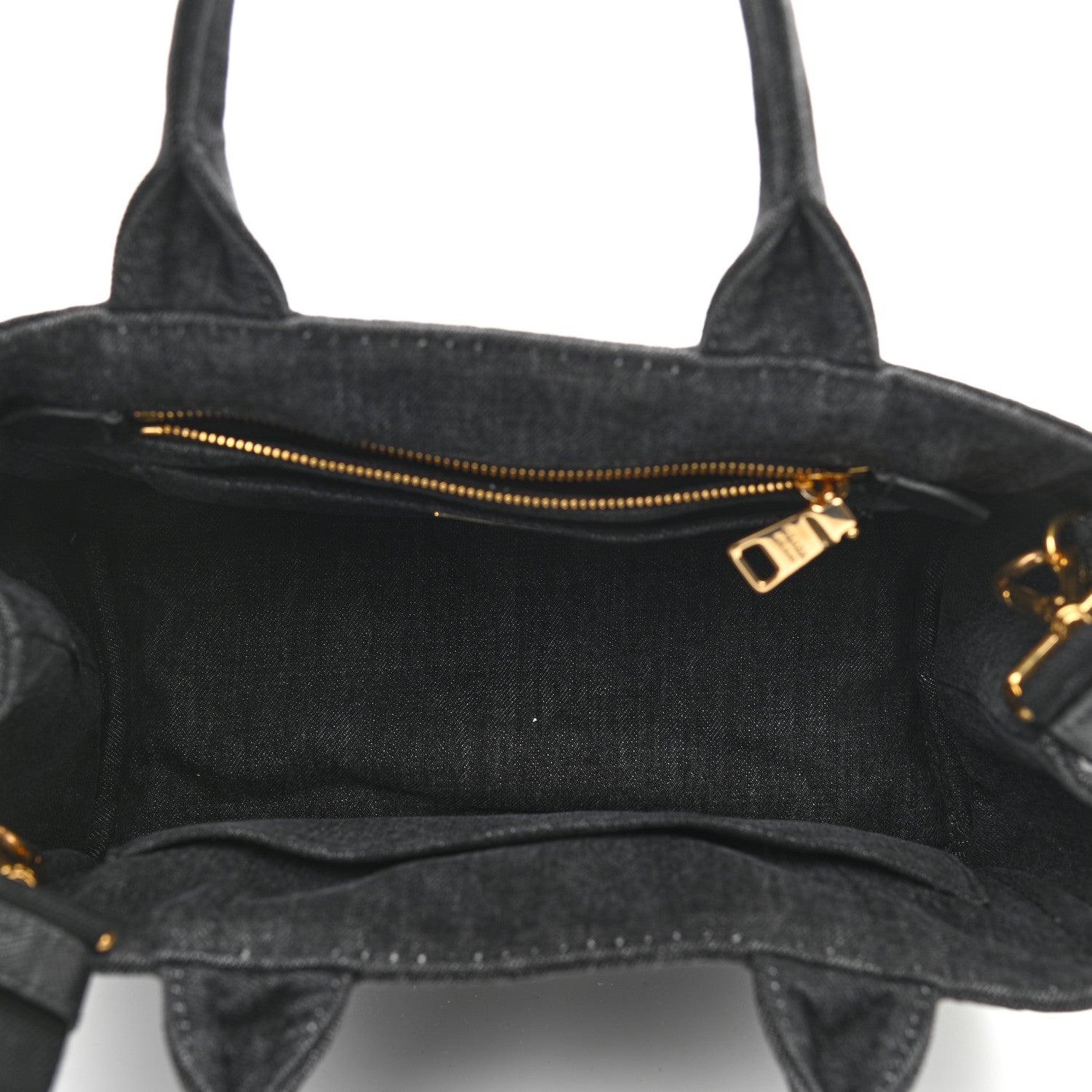Prada Denim Small Logo Tote Black 5 of 9