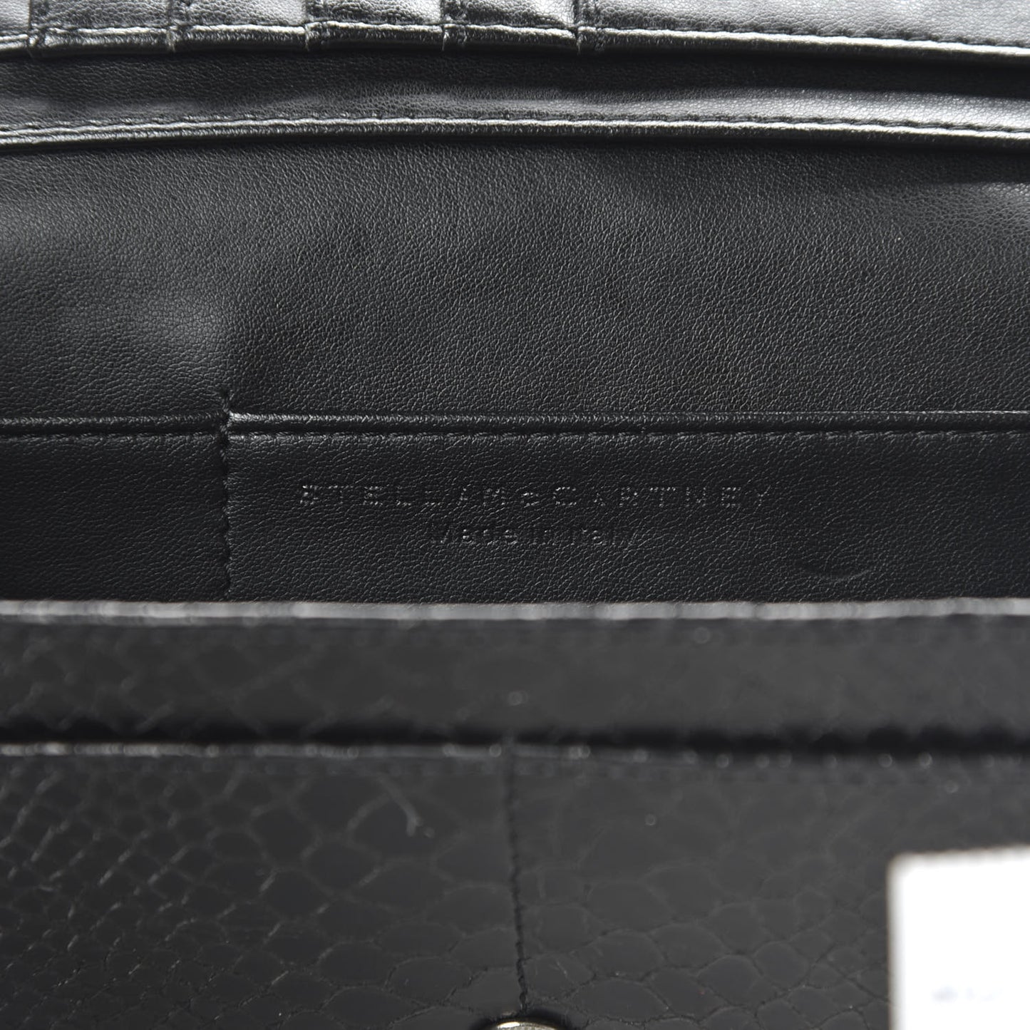 Embossed Crocodile Effect Falabella Flap Wallet Black