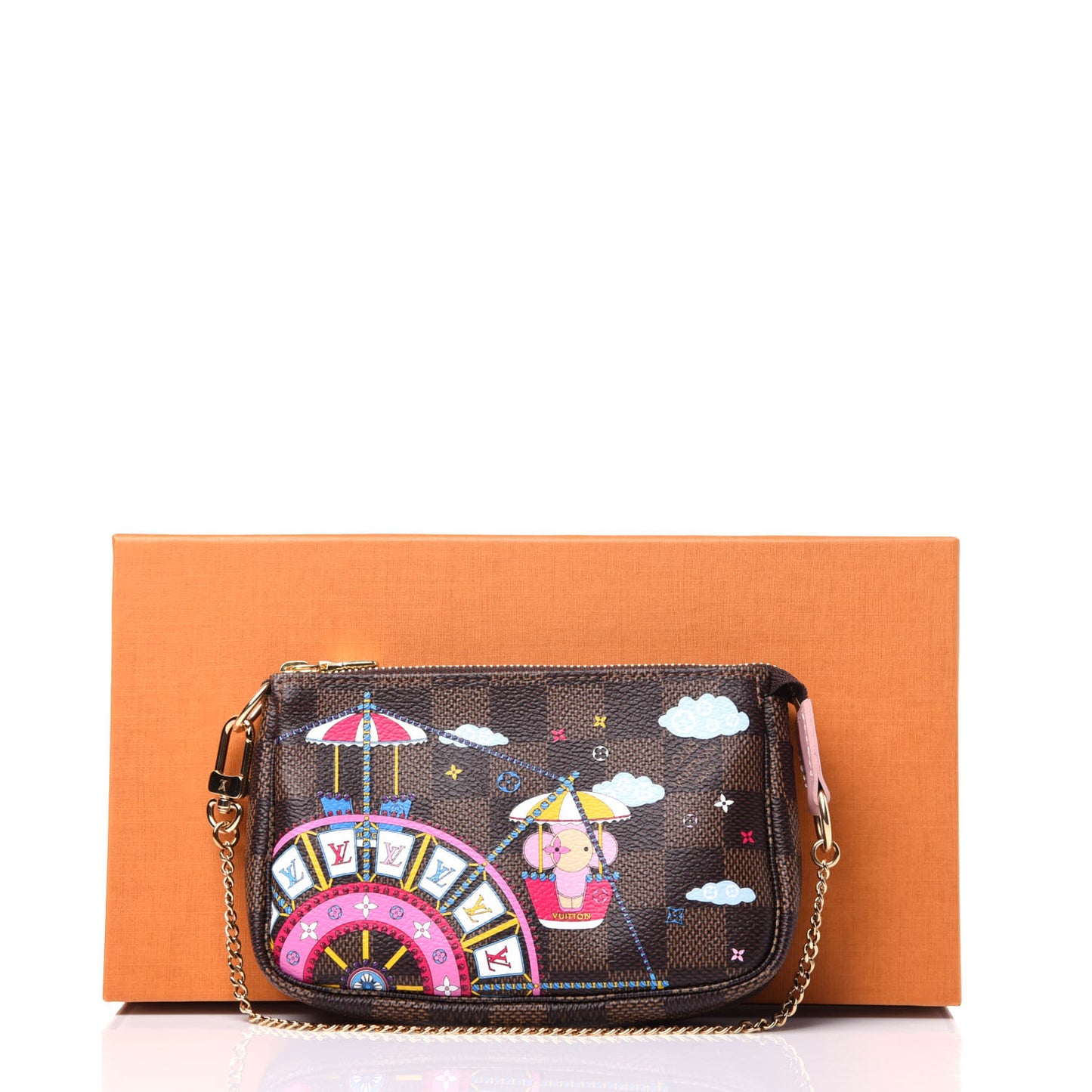 Damier Ebene 2020 Christmas Animation Big Wheel Mini Pochette Accessories Rose Ballerine