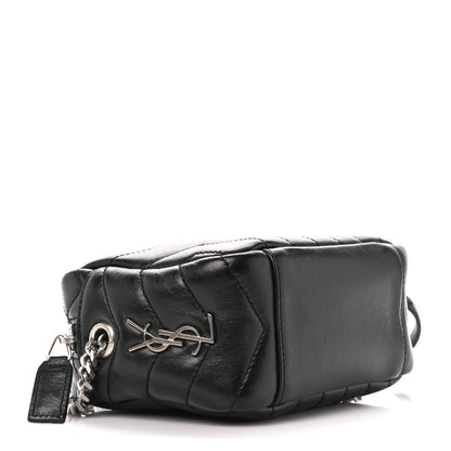 Saint Laurent Calfskin Y Quilted Monogram Mini Loulou Bowling Bag Black 4 of 11