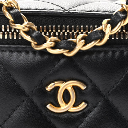 Chanel Lambskin Quilted Mini Pearl Crush Vanity Case With Chain Black 8 of 11