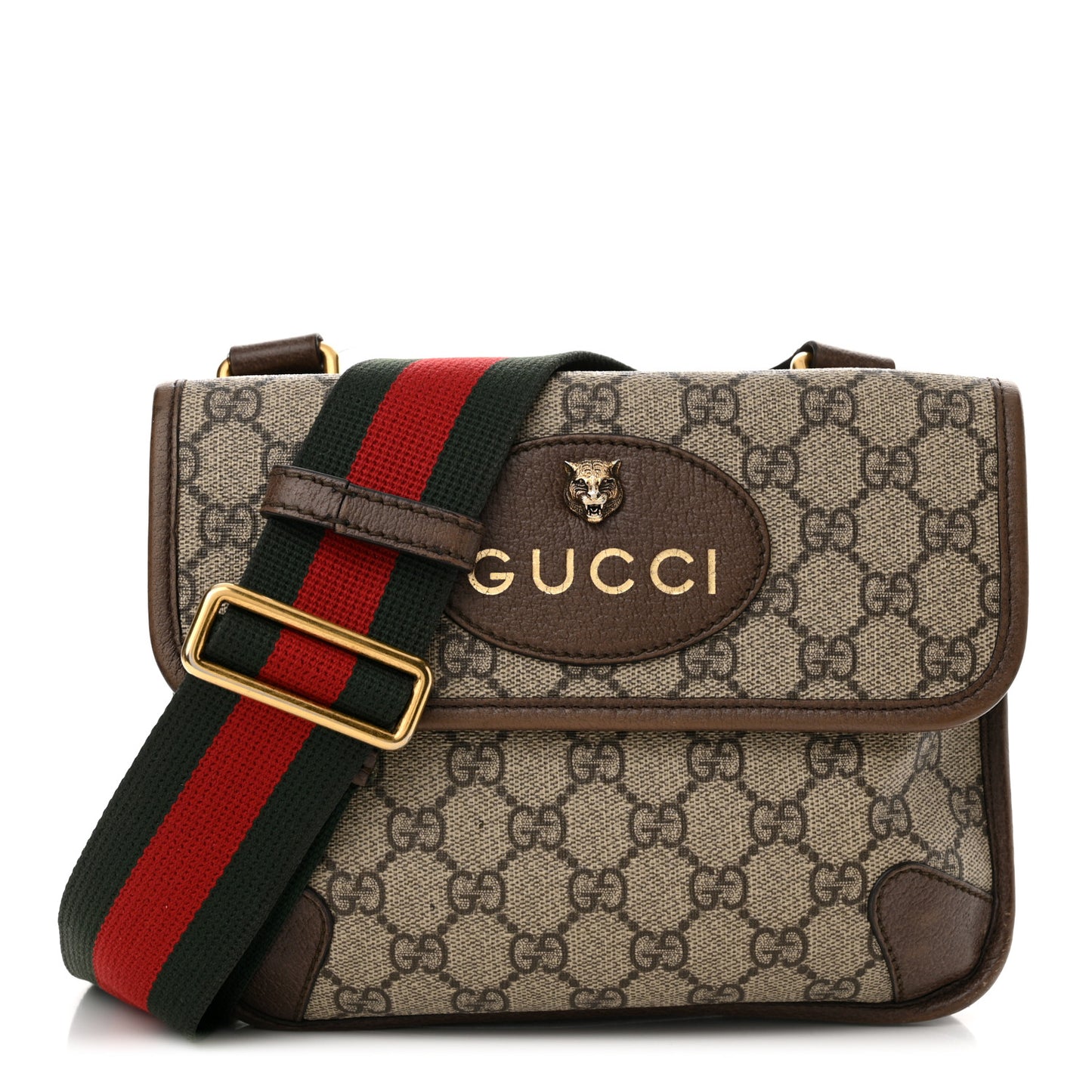 GG Supreme Monogram Web Small Neo Vintage Double Flap Messenger Bag Beige New Acero