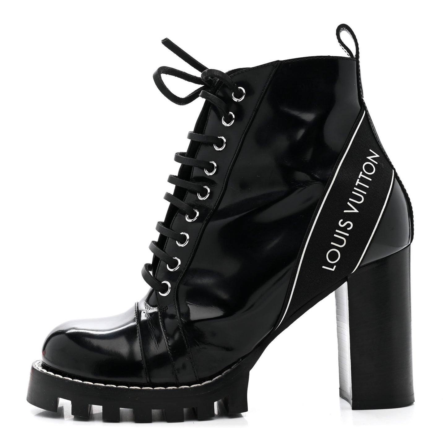 Glazed Calfskin Star Trail Ankle Boots 40 Black