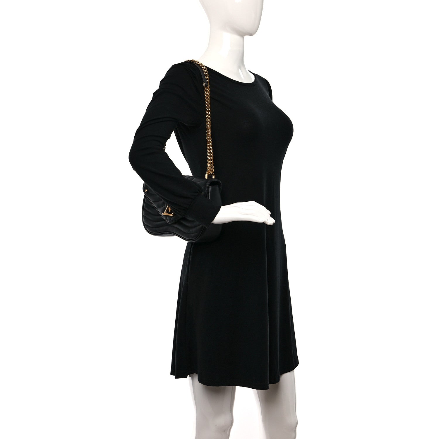 Louis Vuitton Calfskin New Wave Chain MM Black 2 of 8