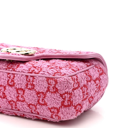 Gucci Tweed GG Monogram Mini GG Marmont Shoulder Bag Pink Red 10 of 11