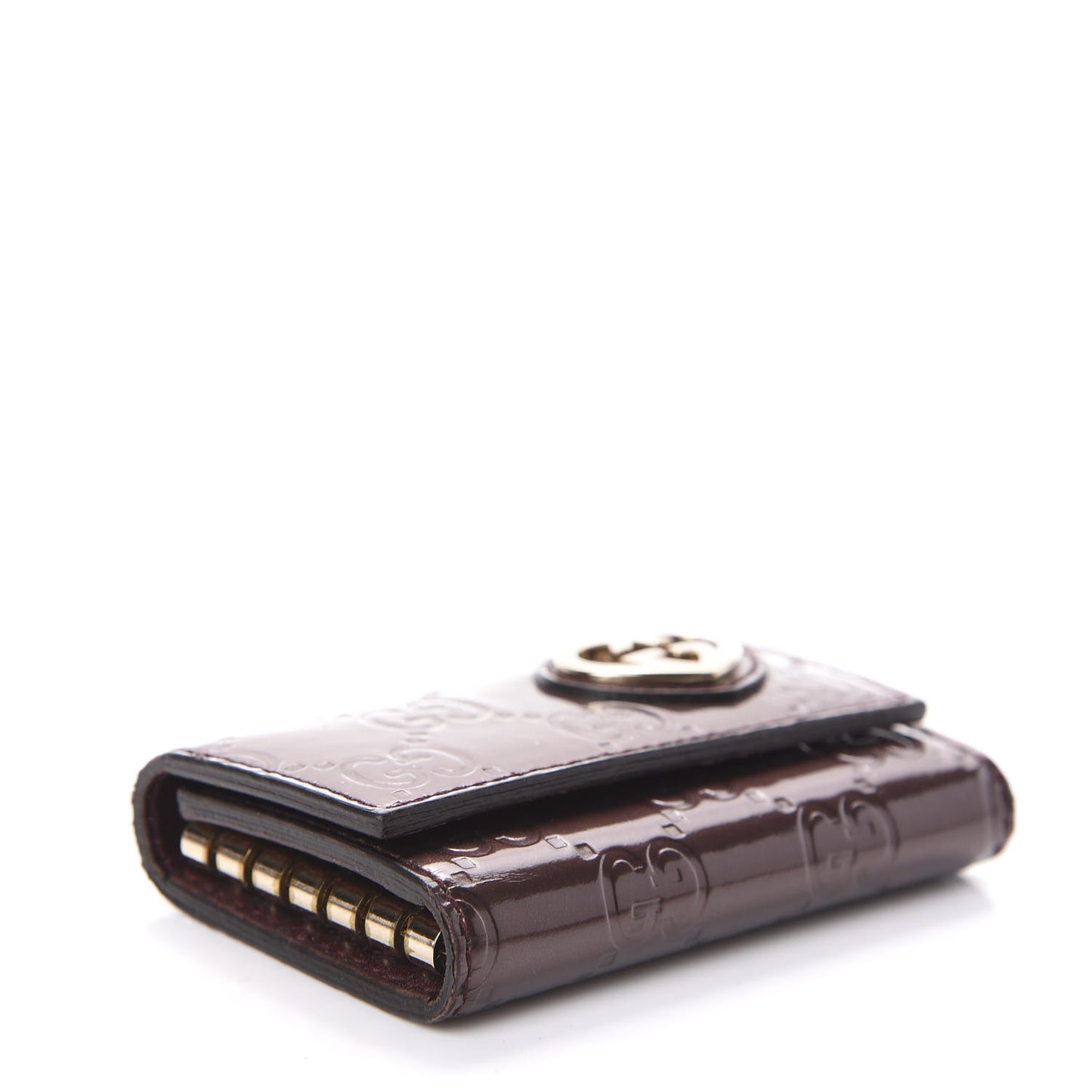 Shine Guccissima Lovely Heart 6 Key Holder Case Scarlatto