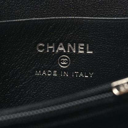 Chanel Lambskin Crystal Star Quilted Studded CC Zip Around Card Holder Wallet Black 6 of 8