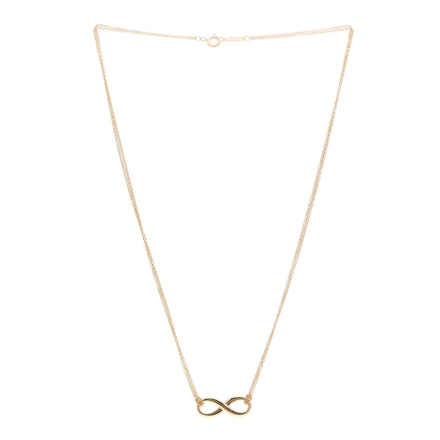 18K Yellow Gold Infinity Double Chain Pendant Necklace