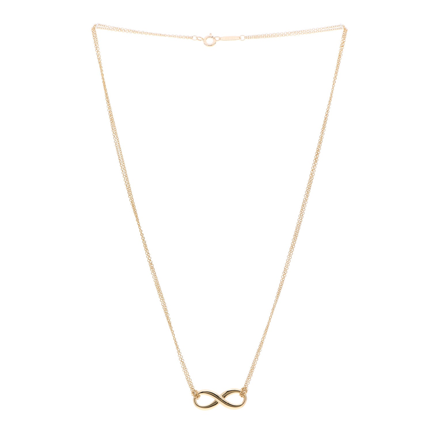 Tiffany 18K Yellow Gold Infinity Double Chain Pendant Necklace 3 of 6