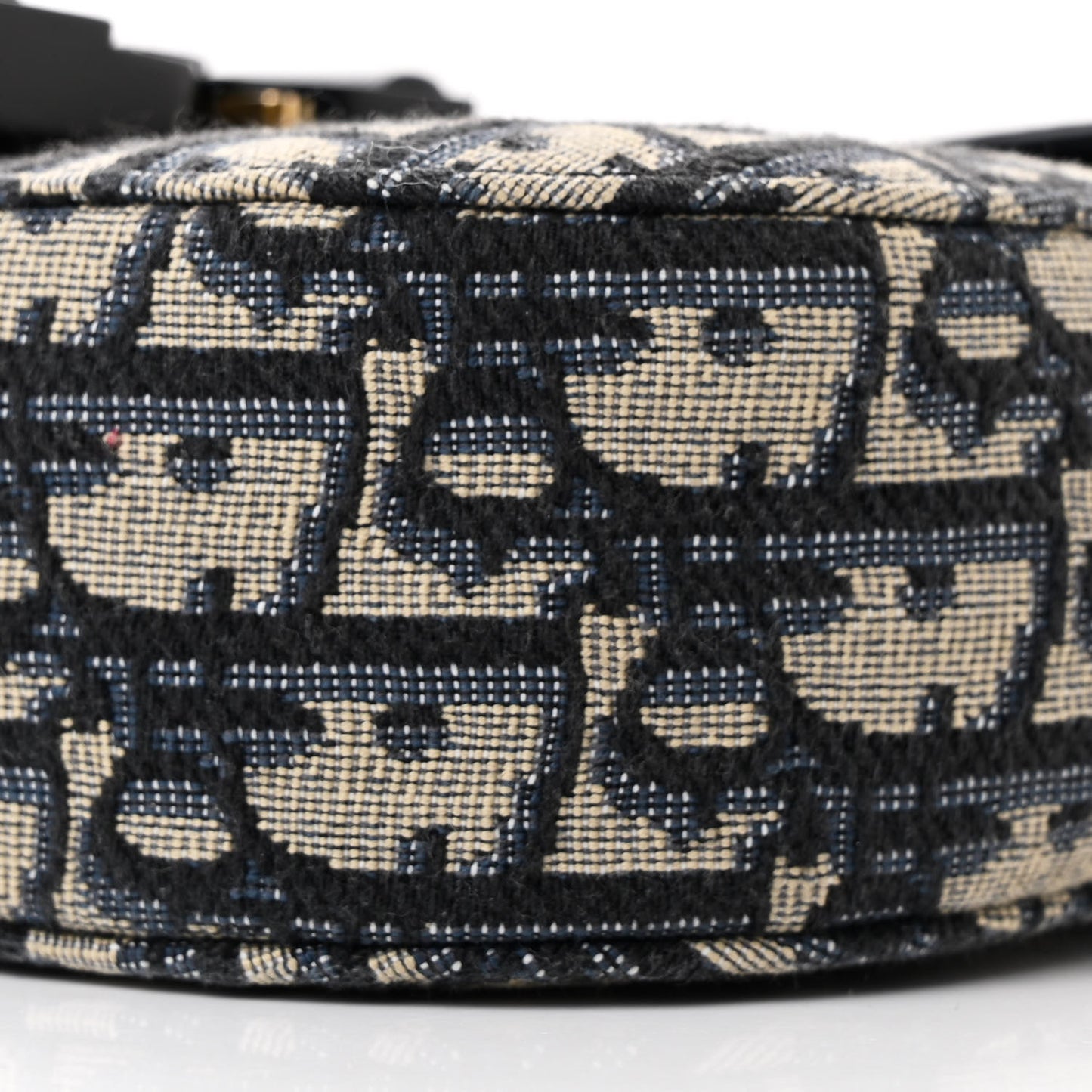 Grained Calfskin Oblique Mini Saddle Messenger Bag With Flap Beige Black