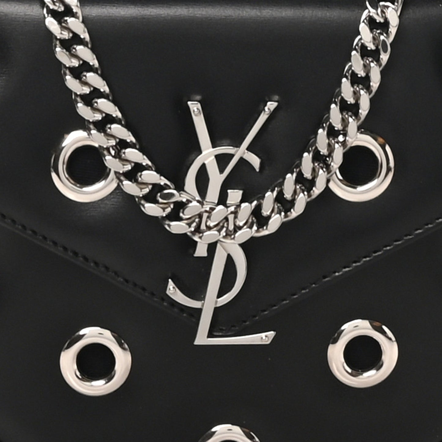 Box Calfskin Grommet Crossbody Bag Black