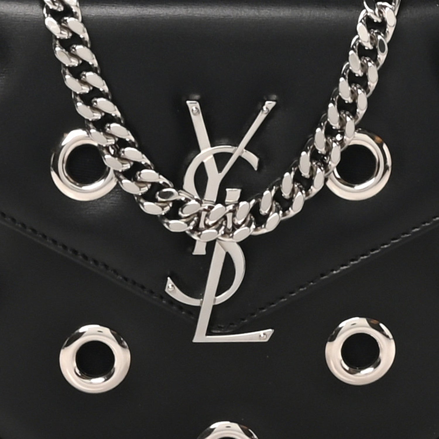 Saint Laurent Box Calfskin Grommet Crossbody Bag Black 7 of 9