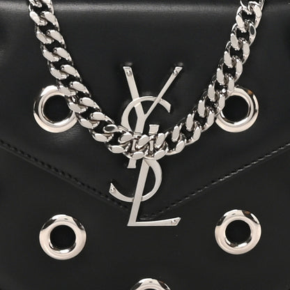 Saint Laurent Box Calfskin Grommet Crossbody Bag Black 7 of 9