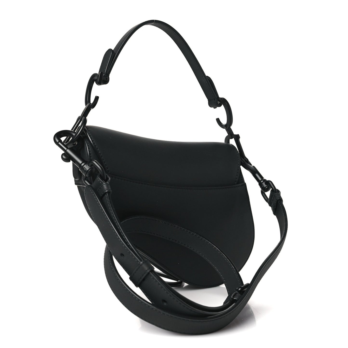 Ultra Matte Calfskin Mini Saddle Bag With Strap Black