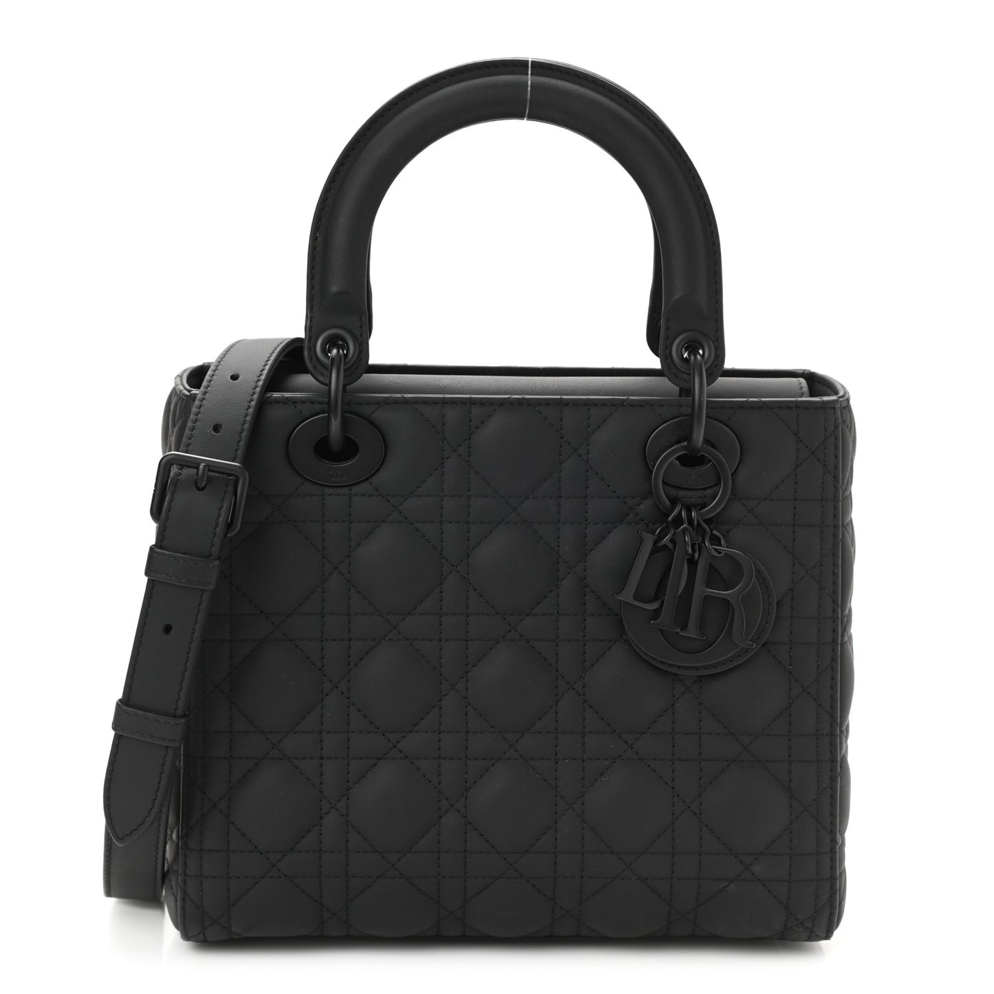 Ultra Matte Calfskin Cannage Medium Lady Dior Black