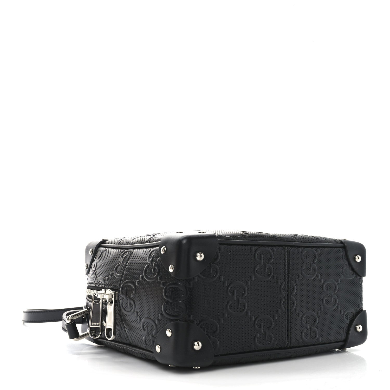 Gucci Calfskin GG Tennis Embossed Square Messenger Bag Black 4 of 10