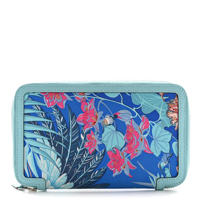 Hermes Epsom Printed Silk Flamingo Party Soie-Cool Wallet Mykonos Bleu Atoll 1 of 10