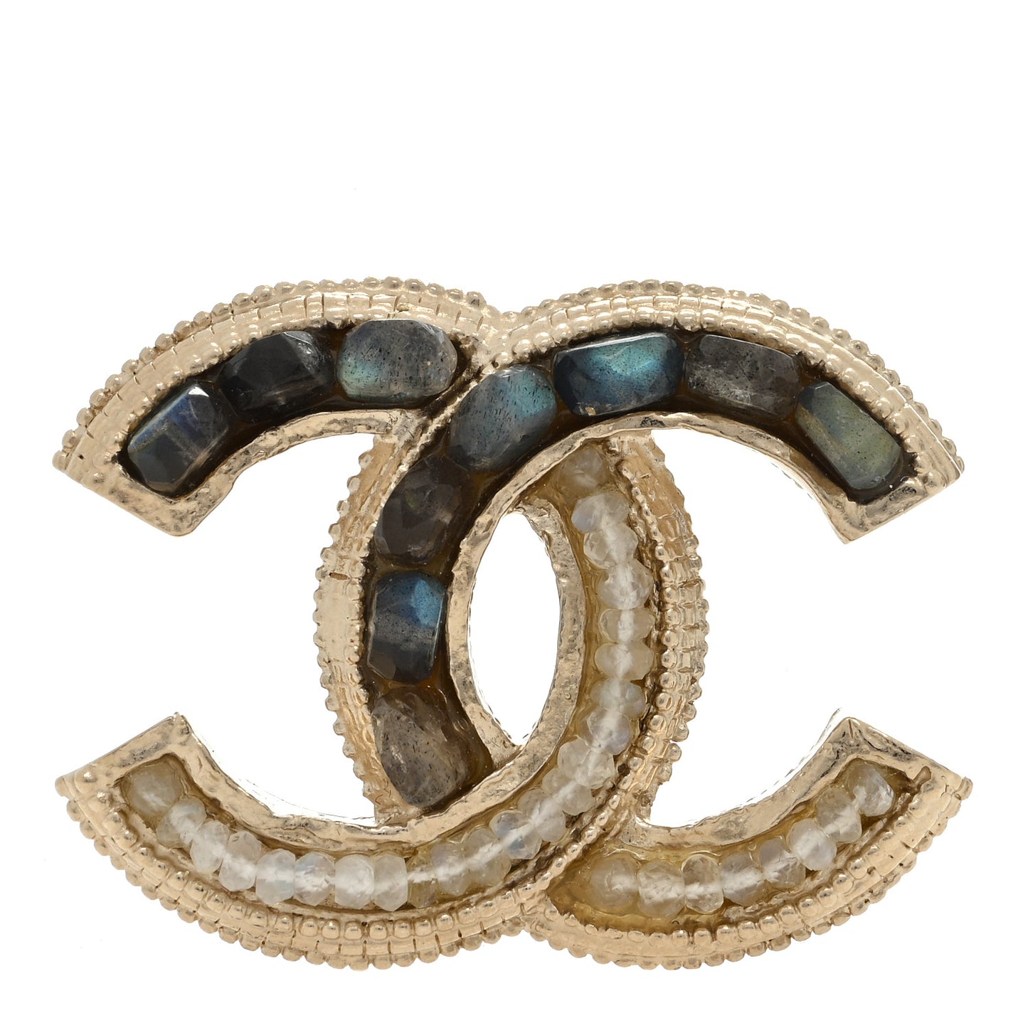 Moonstone Labradorite CC Brooch Gold