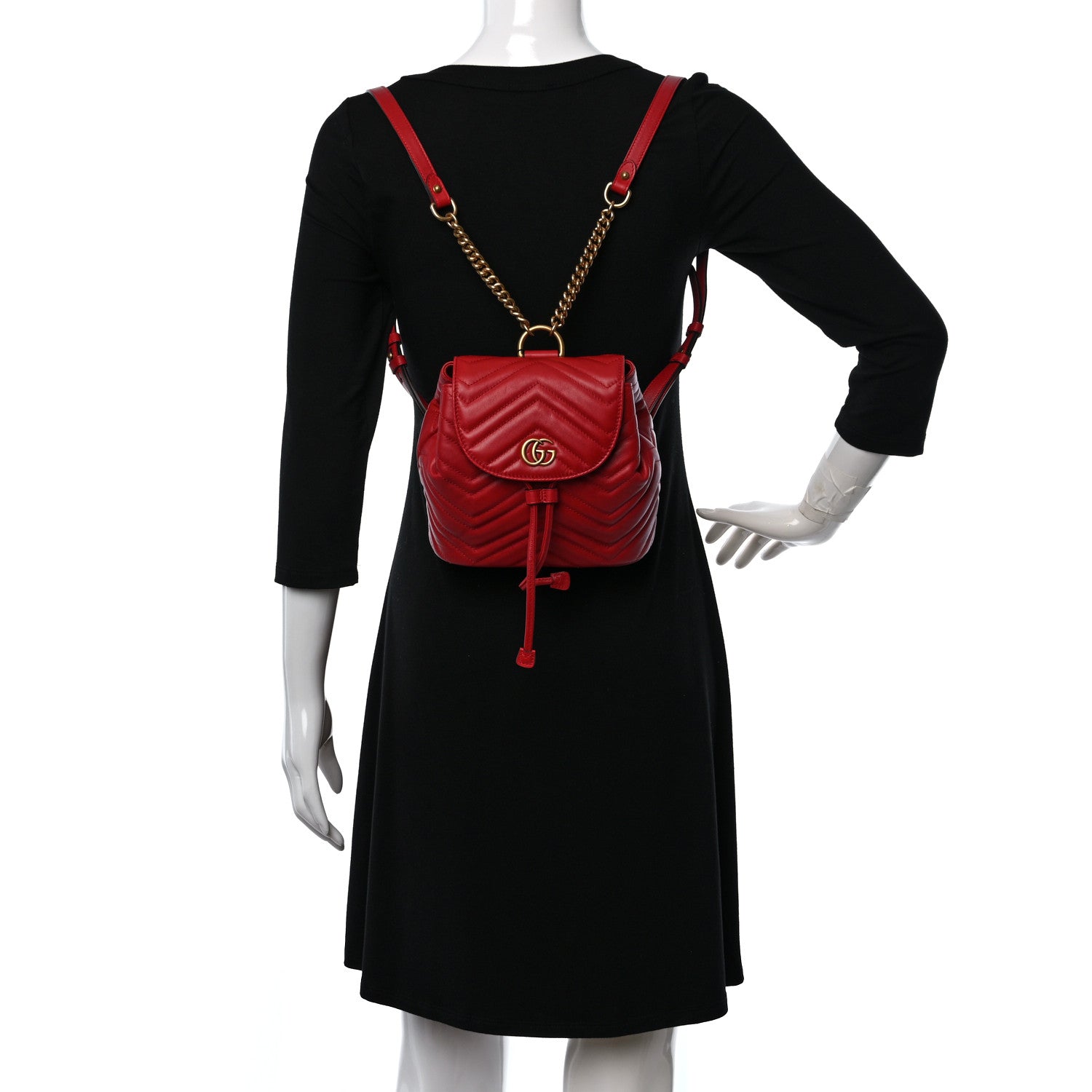 Gucci Calfskin Matelasse GG Marmont Flap Backpack Hibiscus Red 2 of 9