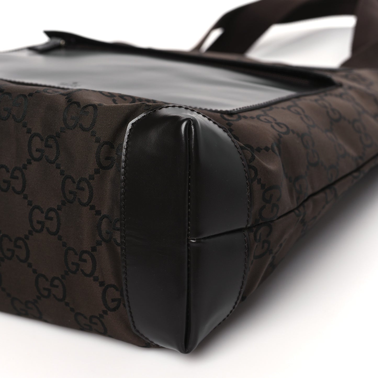 Nylon Calfskin Monogram Tall Tote Brown